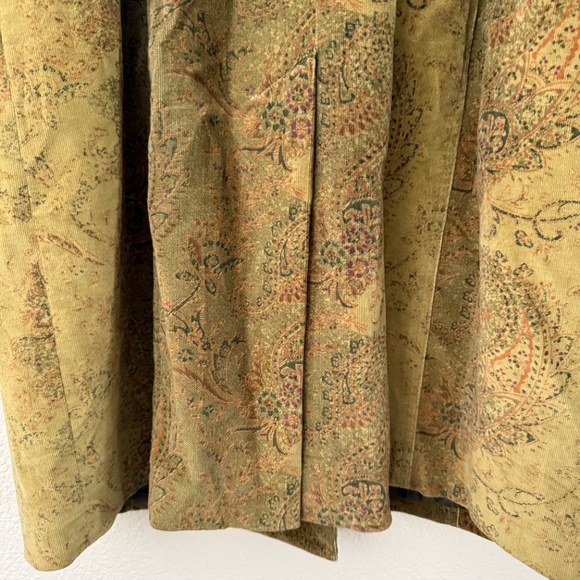 Express Women’s Vintage Moss Green Cotton Paisley Button Coat Size 14 - Picture 8 of 16